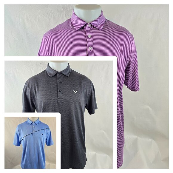 Callaway Shirt Men Medium Golf Polo Bundle Lot of 3 Opti Dri Performance Stretch - Picture 1 of 13